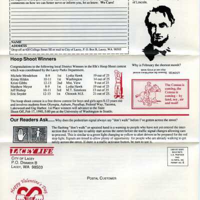 February 1990 Lacey Life p4: Copyright: City of Lacey; Origformat: Document; Resolution: 300 dpi