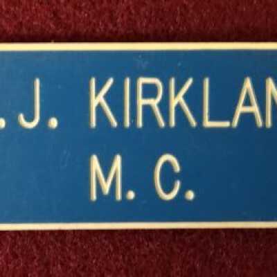 P. J. Kirkland M. C. badge: Copyright: Lacey Museum; Origformat: Artifact