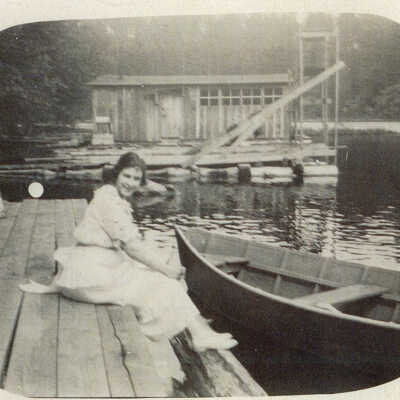 Grace Jones on the dock at Lake St. Clair, c. late 1920s