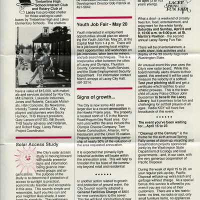 Page 3, Lacey Life Newsletter, April 1989: Copyright: City of Lacey; Origformat: Document; Resolution: 300 dpi