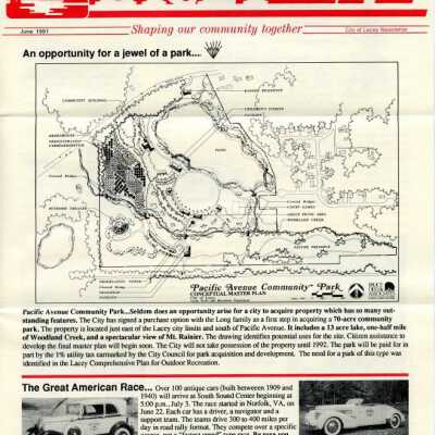 June 1991 Lacey Life newsletter, p. 1: Copyright: City of Lacey; Origformat: Document; Resolution: 300 dpi