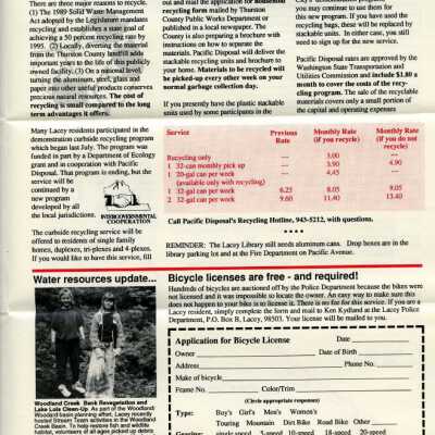 June 1991 Lacey Life newsletter, p. 3: Copyright: City of Lacey; Origformat: Document; Resolution: 300 dpi