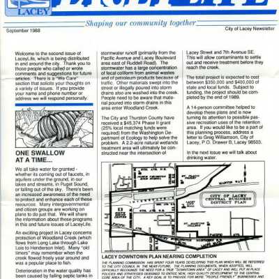 Page 1 Lacey Life September 1988: Copyright: Lacey Museum; Origformat: Document; Resolution: 400 dpi