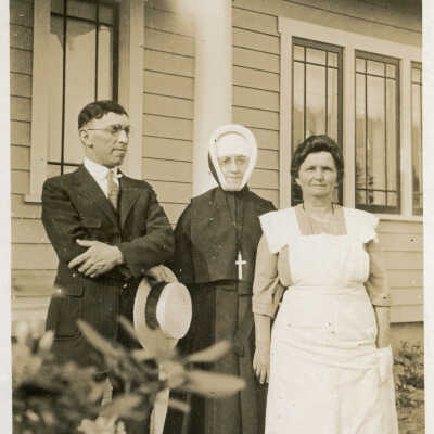 Bert Houle and Diana Herman with a Sister (nun), c. 1930s