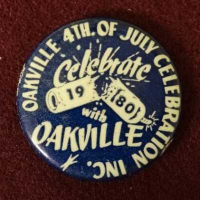 Oakville 4th celebration button: Copyright: Lacey Museum; Origformat: Artifact