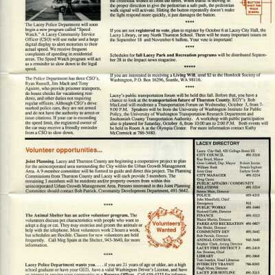 Page 3 Lacey Life September 1990: Copyright: City of Lacey; Origformat: Document; Resolution: 300 dpi