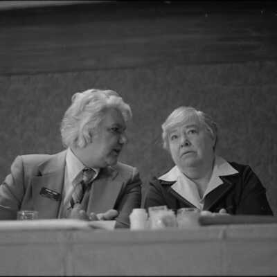 Johnny Lewis and Gov. Dixie Lee Ray F12: Origformat: Negative; Resolution: 3200 dpi; Negno: U176N