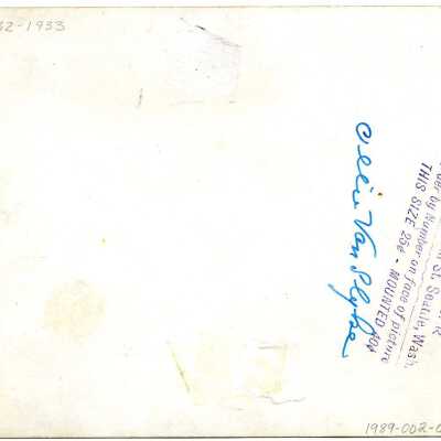 Reverse of 1989-002-0013: Origformat: Photographic; Resolution: 200 dpi