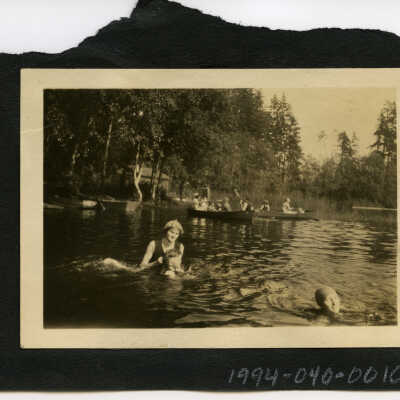 Ruth Hamilton and Phoebe Greenman Swimming in Long Lake, Unknown Date