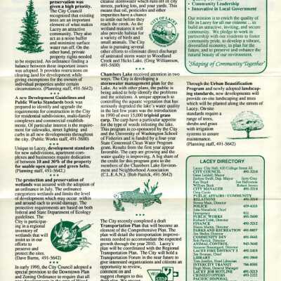 Nov 1991 Lacey Life Newsletter, p. 2: Copyright: City of Lacey; Origformat: Document; Resolution: 300 dpi