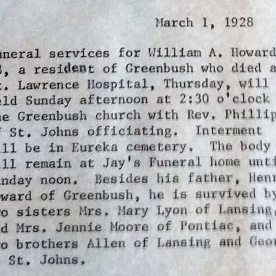 William A. HOWARD obituary [DP-G 736]