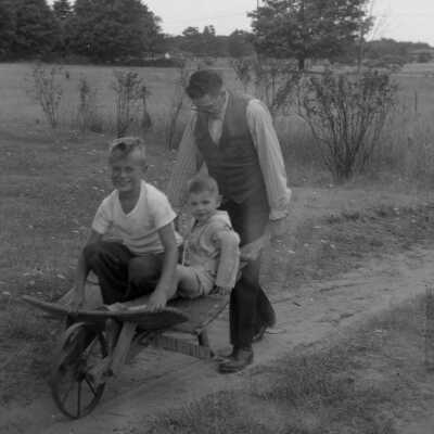Shafley Kids in Wheelbarrow