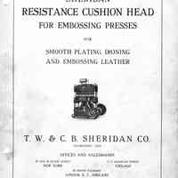 1920 TW & CB Sheridan Brochure Resistance Cushion head for embossing presses