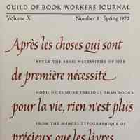 Guild of Book Workers Journal. Spring 1972 ; v.10 no.3.
