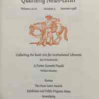 Quarterly news-letter - Book Club of California. Vol. LXIII, no.3 ; Summer 1998.