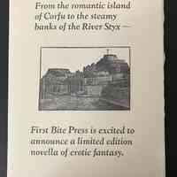 Booklet announcing "Victoria: A Bedside Table Tale"