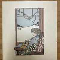 Print of a woman doing embroidery / Andre Chaves