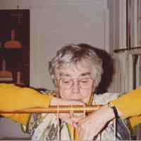 Photo of Stella Patri at a sewing frame