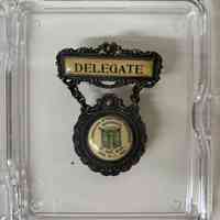 Delegate badge, 9th Convention International Brotherhood of Bookbinders, St. Paul, MN, June 14-17, 1904
