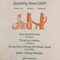 Quarterly news-letter - Book Club of California. Vol. LXIII, no.2 ; Spring 1998.