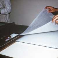 Scan of a slide showing conservation work