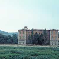 Scan of a slide showing a large country house