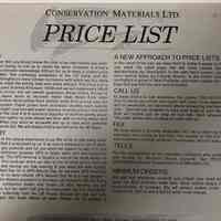 Conservation Materials Ltd. Price List