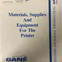 Materials, Supplies and Equipment for the Printer, Catalog #1091
