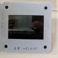 Patri showing how to sew a text block