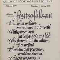 Guild of Book Workers Journal. Spring 1976 ; v.14 no.3