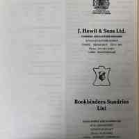 Bookbinders Sundries List