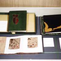 Scan of a slide showing a number of books for display
