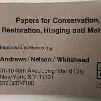 Papers for Conservation, Restoration, hinging and Matting