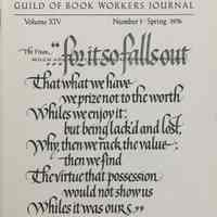 Guild of Book Workers Journal. Spring 1976 ; v.14 no. 3.