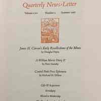 Quarterly news-letter - Book Club of California. Vol. LXII, no.3 ; Summer 1997.