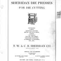 1925 TW & CB Sheridan Brochure Die Cutting Presses