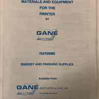 A Guide to Materials and Equipment for the Printer by Gane. Catalog 583.