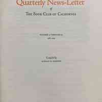Index to the Quarterly News-Letter of The Book Club of California. Volumes 51 through 60, 1985-1995 / Compiled by Duncan H. Olmsted.