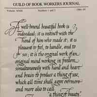 Guild of Book Workers Journal. 1984-1985; v.23 no.1& 2