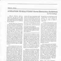A Solution to Solutions? Some Elementary Guidelines/Tom Collings