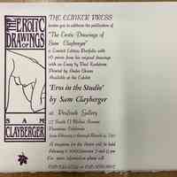 The Clinker Press invites you to celebrate the publication of "The Erotic Drawings of Sam Clayberger" ... / Andre Chaves