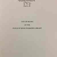 List of Books in the Guild of Book Workers Library.