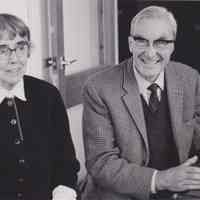 Photo of Stella Patri and an old man in discussion