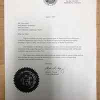 Letter to Pietro Patri from the Board of Supervisors