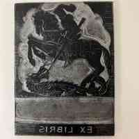 Bookplate letterpress stamp with St. George