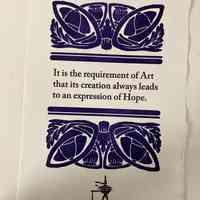 It is the requirement of art that its creation always leads to an expression of hope