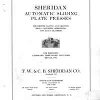 1930 TW & CB Sheridan Brochure Automatic Sliding Plate Presses