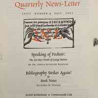 Quarterly news-letter - Book Club of California. Vol. LXVII, no.4 : Fall 2002.