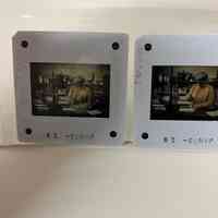 Patri behind a sewing frame