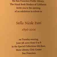 Stella Patri Exhibit, San Francisco Public Library